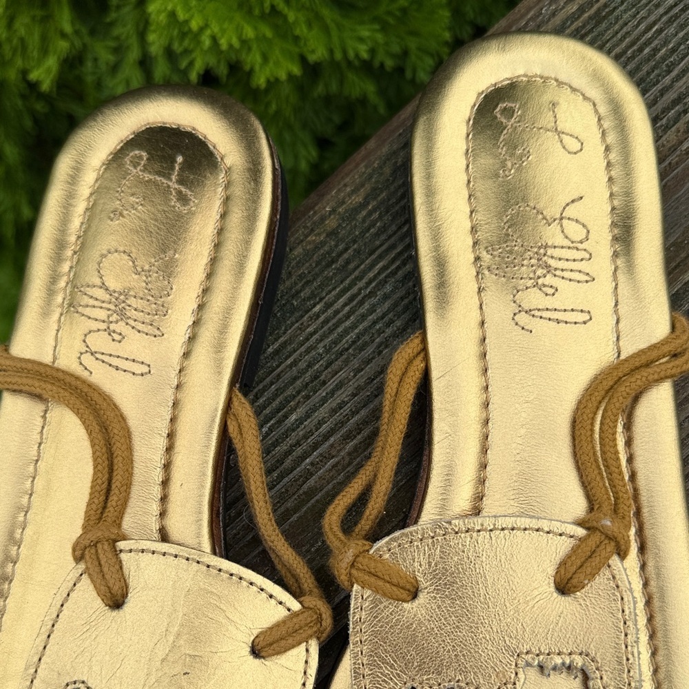 Gold Women's Slide Sandals flip flops L. Effel size 8 or 39EU - Picture 4 of 7